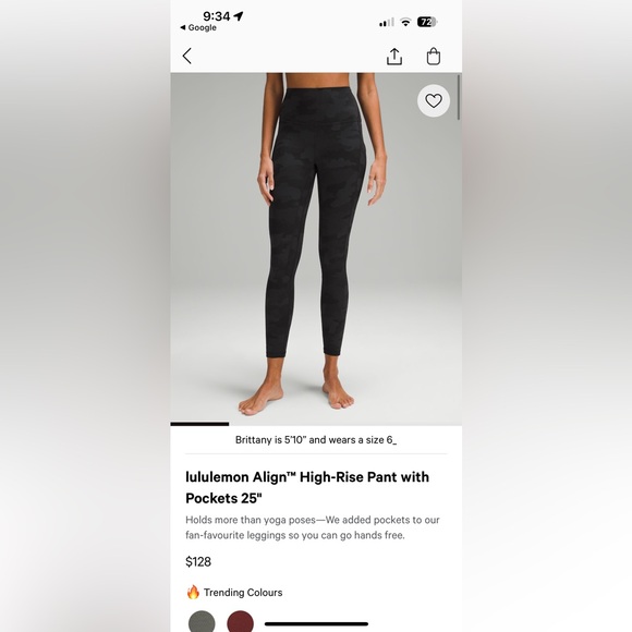 Lululemon Camo Align high rise Pants With Pockets 25” Heritage Deep Gray size 2 - Picture 1 of 11
